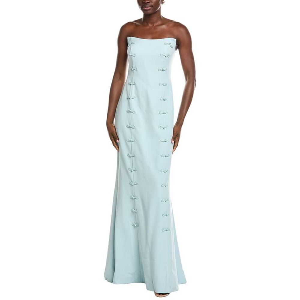 Rene Ruiz Womens  Strapless Scoop Neck Column Gown, Green